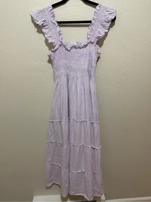 Hill House Home Linen Ellie Nap Dress Lilac Stripe Medium Cottagecore thumbnail 3