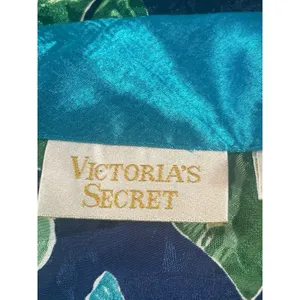 Victoria’s Secret Satin Pajama Set L Gold Label Teal Button Top & Shorts 90s VTG thumbnail 6