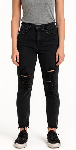 American Eagle Size 0 Black Distressed Super High-Rise Jeggings thumbnail 1