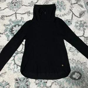 M Lauren Ralph Lauren 100% Cotton Black Ribbed Cowl Neck Sweater Comfy Casual thumbnail 3