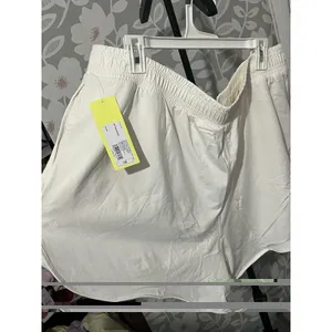 Cream colored Women's Athletic Shorts 1X Plus Pull On Elastic Waist thumbnail 3