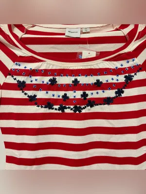 Anthropologie Maeve Embroidered Flowers Scoop Neck Tee XS NWT‎ thumbnail 7