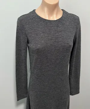 Zara Gray Sweater Maxi Midi Dress Small Long Sleeve NEW thumbnail 3