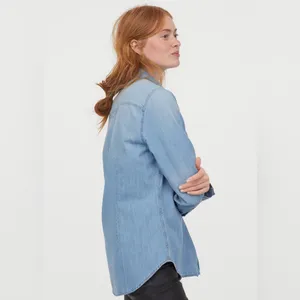 H&M Oversized denim button down shirt size small thumbnail 2