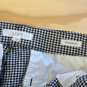 LOFT The Riviera Slim Gingham Houndstooth Pants Black White Check Cropped Size 8 thumbnail 7