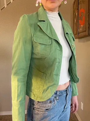 y2k green denim jacket Size L thumbnail 5