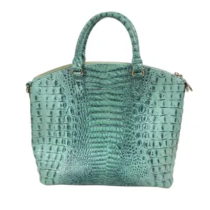 Brahmin Large Duxbury Satchel Bag Biscay Melbourne Blue Green Leather Croc thumbnail 7