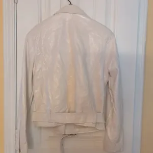 Silence & Noise White Faux Leather Biker Jacket Size M thumbnail 7