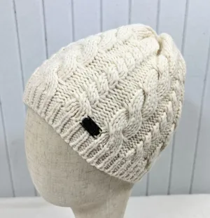 The North Face Cream Knit Beanie - Chunky Cable Style thumbnail 1