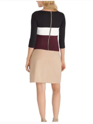 White House Black Market Women's‎ Size 6 Colorblock Shift Dress 3/4 Sleeve Ponte thumbnail 3