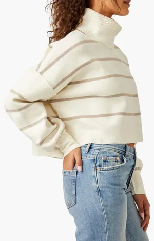 Free People Striped Turtleneck Sweater thumbnail 3