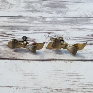Vintage Screw On Earrings - Large Bow Design - Tarnished thumbnail 6