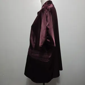 APT 9 Burgundy Satin Lace Detail Short Sleeve Blouse Size 2X Romantic Fairy thumbnail 3