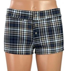 My Mum Made It On the Go Early Tide Plaid Check Micro Hipster Summer Shorts Sz S thumbnail 1