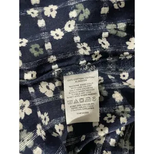 Women's Loft Blue Floral Blouse Size M Semi Sheer Long Sleeves 100% Cotton thumbnail 6
