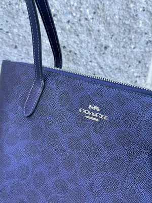 NWT COACH Fiona Zip Tote Bag In Signature Canvas CW396 Blue/Navy thumbnail 4