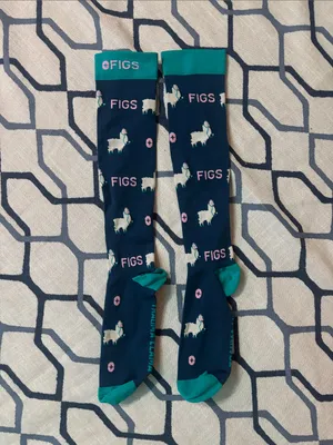 Unisex Figs Compression Socks- Trauma Lllama Deep Reef- large thumbnail 2