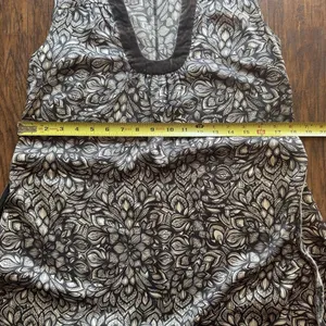 Beth Bowley 100% Silk Dress Geometric Lace Print Velvet Trim Belted Womens Size thumbnail 10