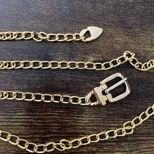 Gold Y2K Mini Buckle Layered Draped Chain Belt, Fits 25-43 Inches, X7GA1368 thumbnail 7