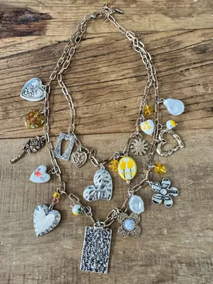 HTF Free People Maxamillion Charm Necklace Gold Silver Yellow ~ SOLD OUT! thumbnail 4