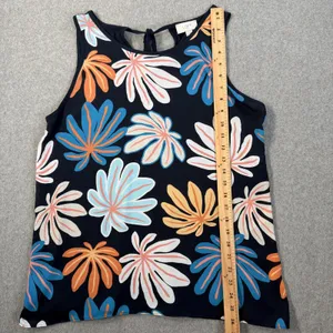 LOFT OUTLET Women's Large Floral Leaf Print Sleeveless Tie Back Tank Top thumbnail 4
