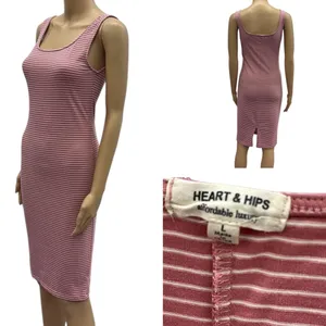 Hearts and Hips Pink White Striped Sleeveless Midi Tank Dress Juniors Large thumbnail 3