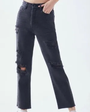 PacSun Black Distressed Mom Jeans thumbnail 1