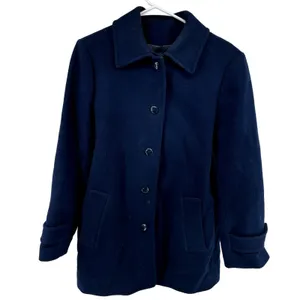 Vintage Pendleton Wool Peacoat 70s Button Down Hand Pockets Navy Blue Medium thumbnail 2