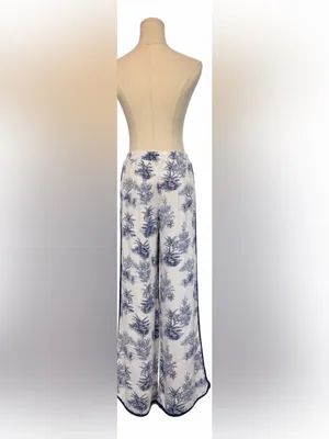 Sienna Sky Blue Toile Wide-Leg Lounge Pants thumbnail 3