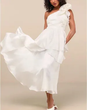 Lulus Ruffled one shoulder midi dress thumbnail 1