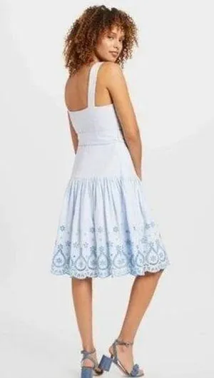 Draper James Women’s Blue White 100% Cotton Eyelet Embroidered Dress Size 6 thumbnail 1