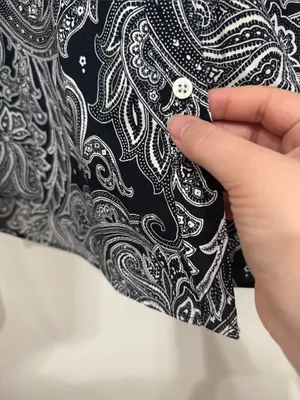 Lauren Ralph Lauren Black & White Paisley Non-Iron Button-Down Preppy Shirt sz M thumbnail 7