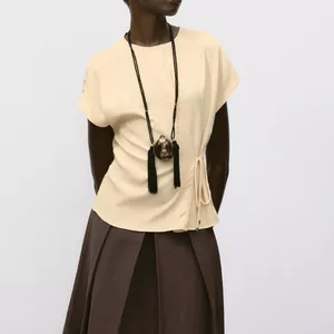 Zara NWT light yellow tie lace side top thumbnail 9