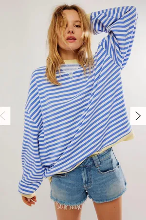 Free People Classic Stripped Oversized Crewneck thumbnail 1