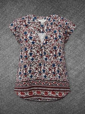 Lucky Brand Women’s Small Floral Border Print V-Neck Cotton Modal Top thumbnail 2