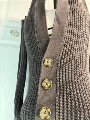 GAP Women’s Gray Ribbed Button-Front Sweater thumbnail 5