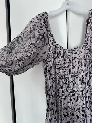 By Anthropologie Squareneck Smocked Midi Dress NWOT Size M thumbnail 3