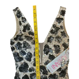 NWT Designer Jovani Sz.00 Mini Dress Sequin Leopard Print Nude Illusion Low Back thumbnail 10