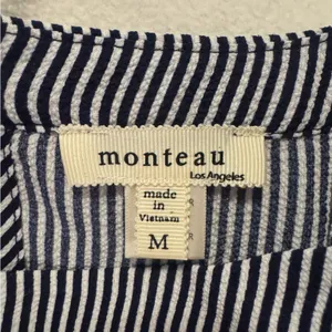 Monteau Navy Blue and White Striped Blouse thumbnail 3