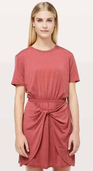 Lululemon Unwind Your Mind Dress Brick Rose White speckles Size 8? thumbnail 1