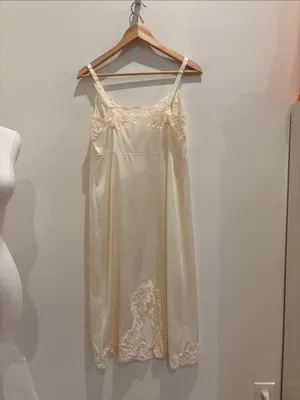 Vtg Shadowline Slip Cream Lace Retro Nylon Size Medium thumbnail 4