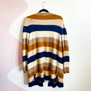 Madewell Kent Stripe Longline Open Cardigan Alpaca Wool Blend‎ Multicolor Medium thumbnail 2
