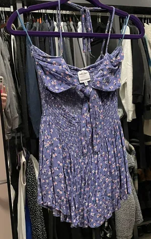Skylar And Madison Purple Floral Smocked Knot Cutout Romper thumbnail 2