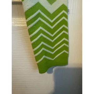 Stradivarius Top Green Chevron Cropped Long Sleeve Square Neck XS Fitted‎ thumbnail 5