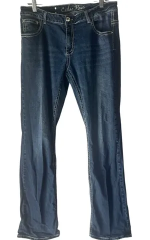 Ceder Rose‎ Women Size 33 X 34 Wing Hustler Y2k Straight Leg Mid Rise Jeans thumbnail 1