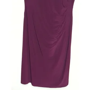 Lauren‎ Ralph Lauren Purple Ruched Jeweled Neck Midi Sheath Dress Size 12 thumbnail 3