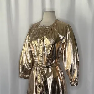NWT!! Anthropologie MARE MARE Shine Faux Leather Shirt Dress Pearl Metallic XS thumbnail 7