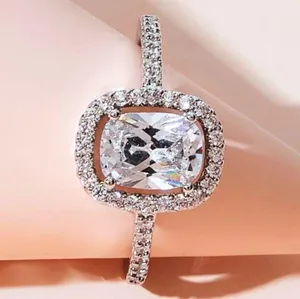 Halo shaped stone Bling silver ring thumbnail 1