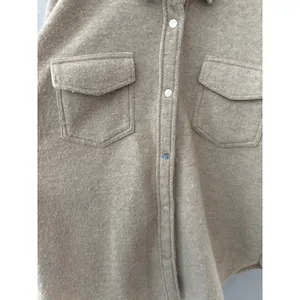 Abercrombie & Fitch Oversized Shacket Shirt Jacket Cream Size XL thumbnail 5