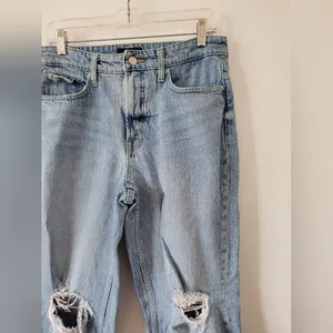 Free Assembly Jeans High Rise 90s Straight Leg Light Wash Ripped High Waist 10 thumbnail 5